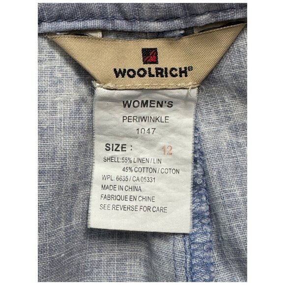 Woolrich VTG Periwinkle Blue Floral Linen Blend High Waist Cropped Capri Size 12 - Picture 3 of 7